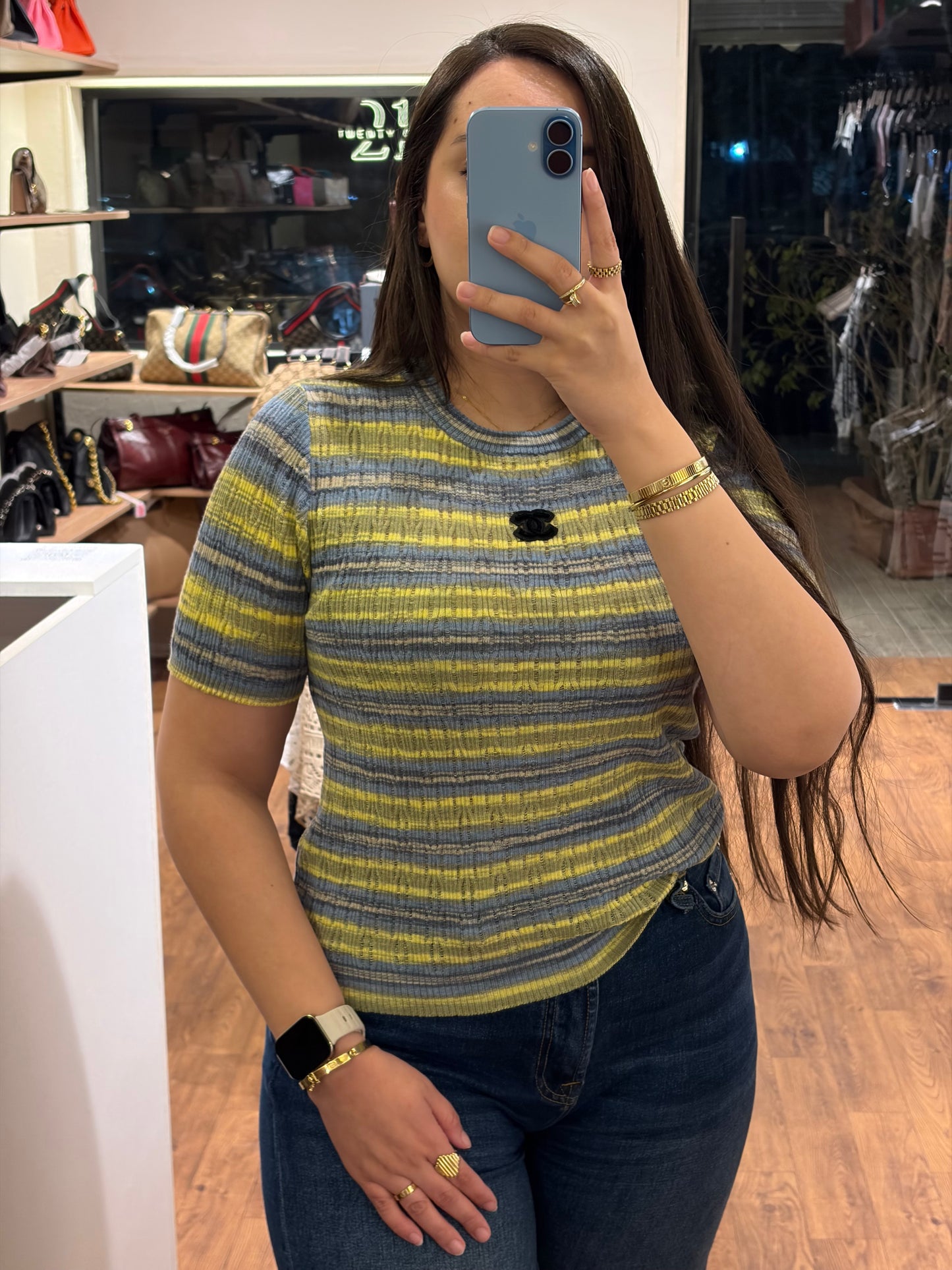 C H A N E L Striped Multicolor T-shirt