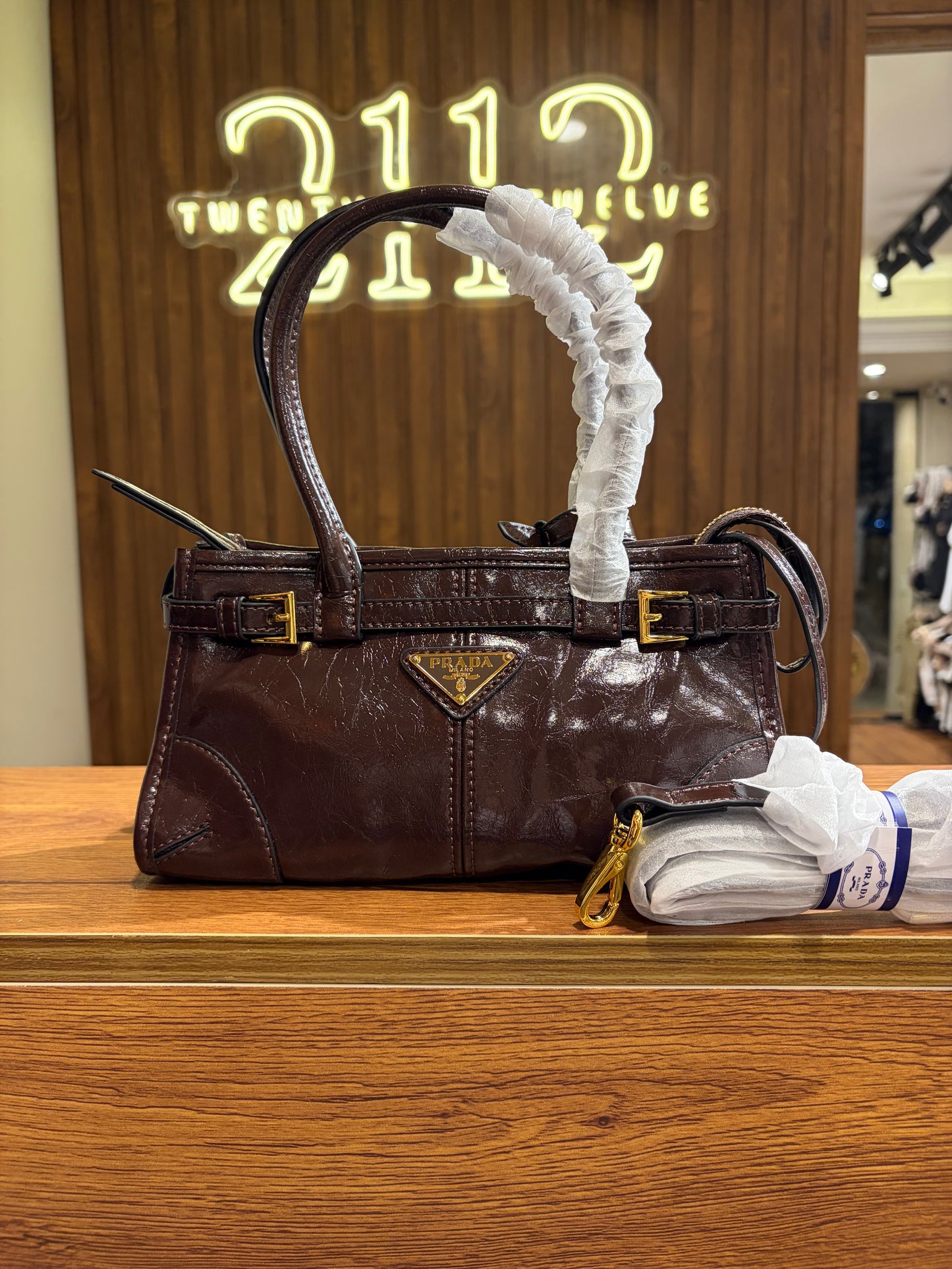 P R A D A Bonnie Mini Leather Handbag