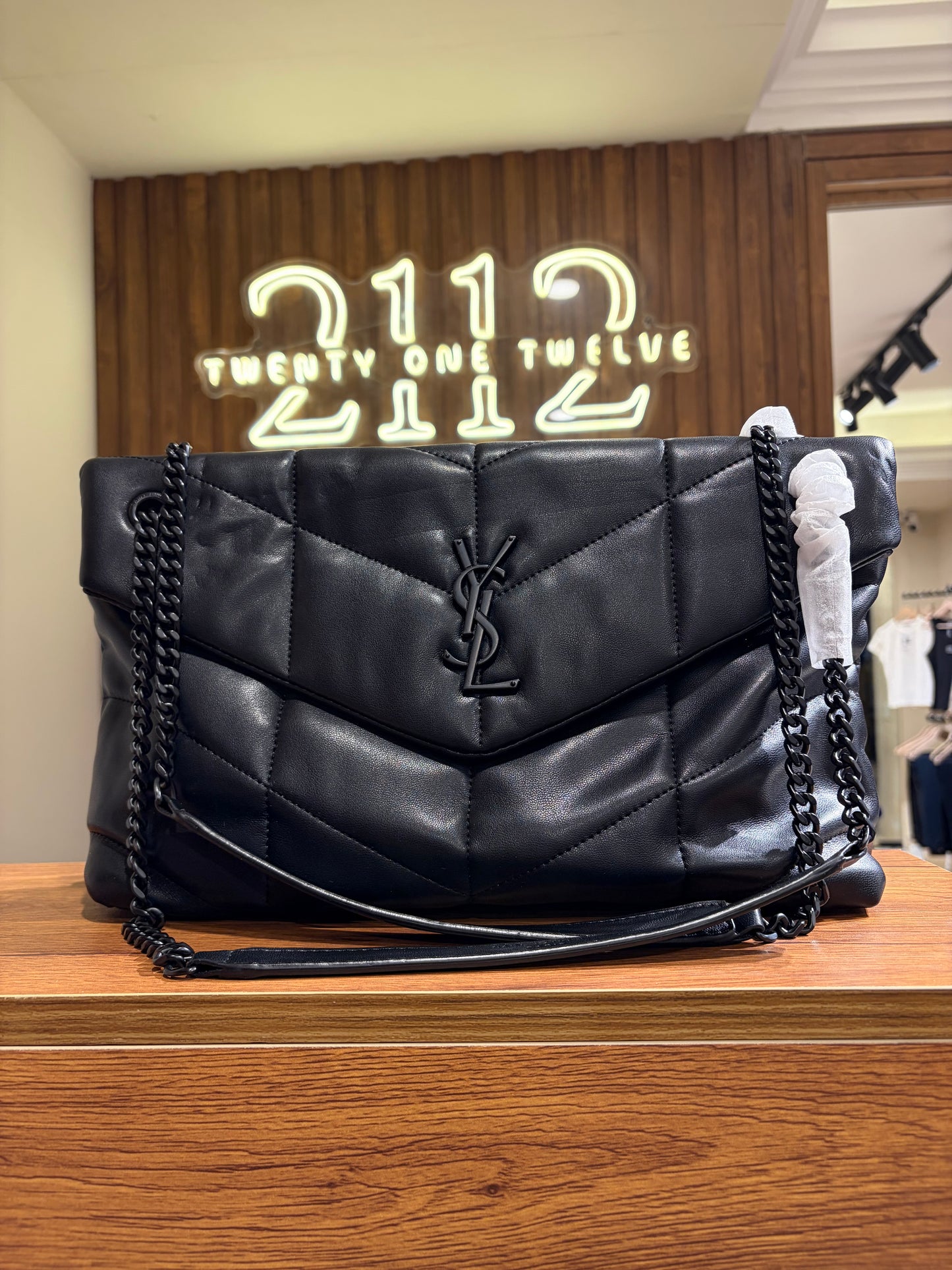 Y S L Large Loulou Puffer Shoulder Bag Black Hardware 32