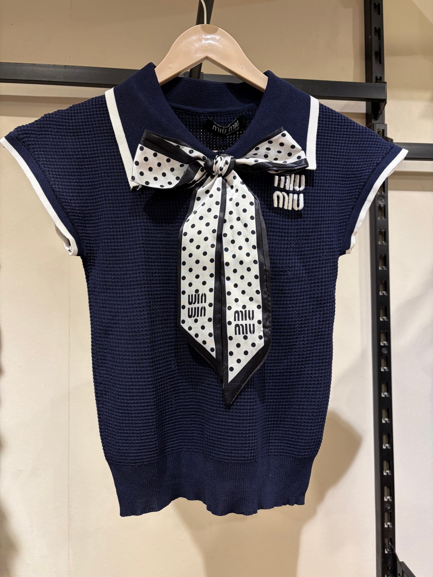 M I U M I U Bow Mesh Top