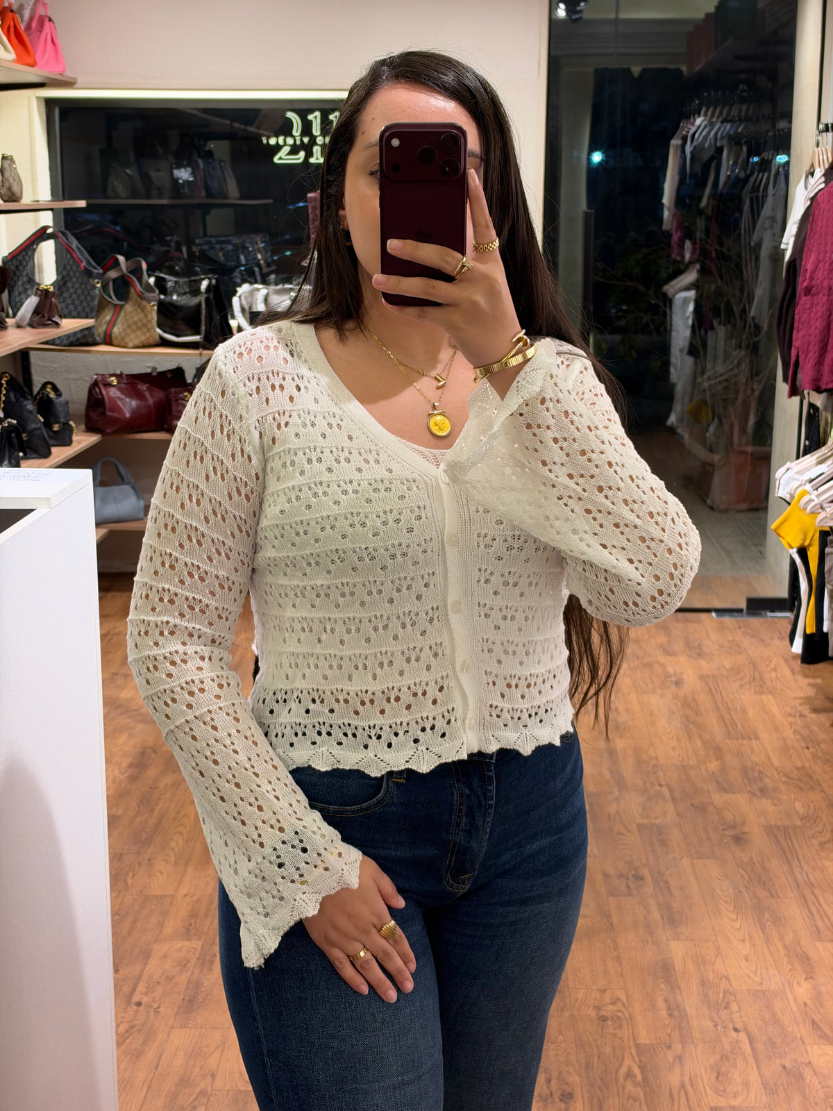 Mesh Cardigan & Top (2 Pieces)