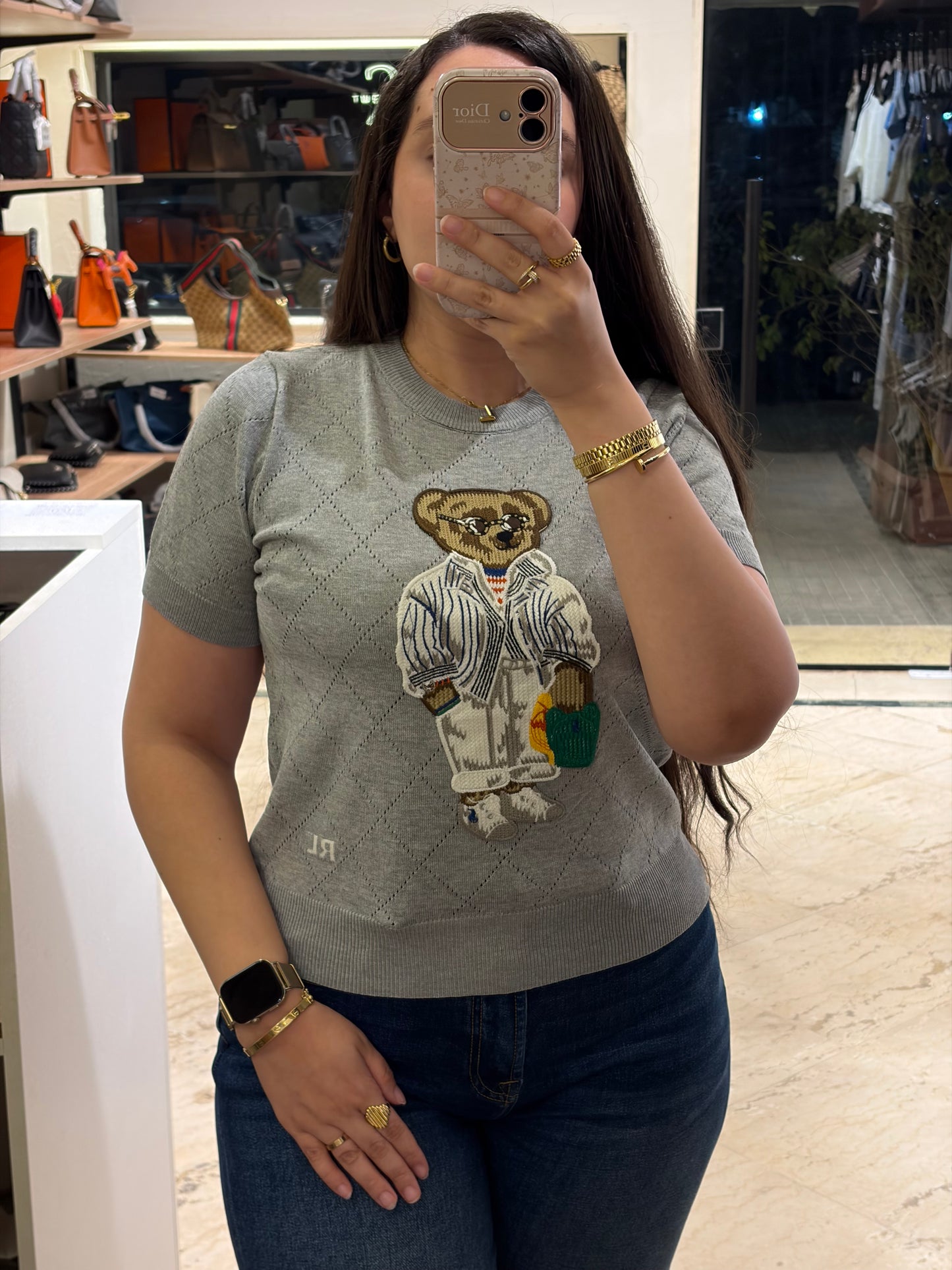 R A L P H Bear Half Sleeves Crewneck Knit T-shirt