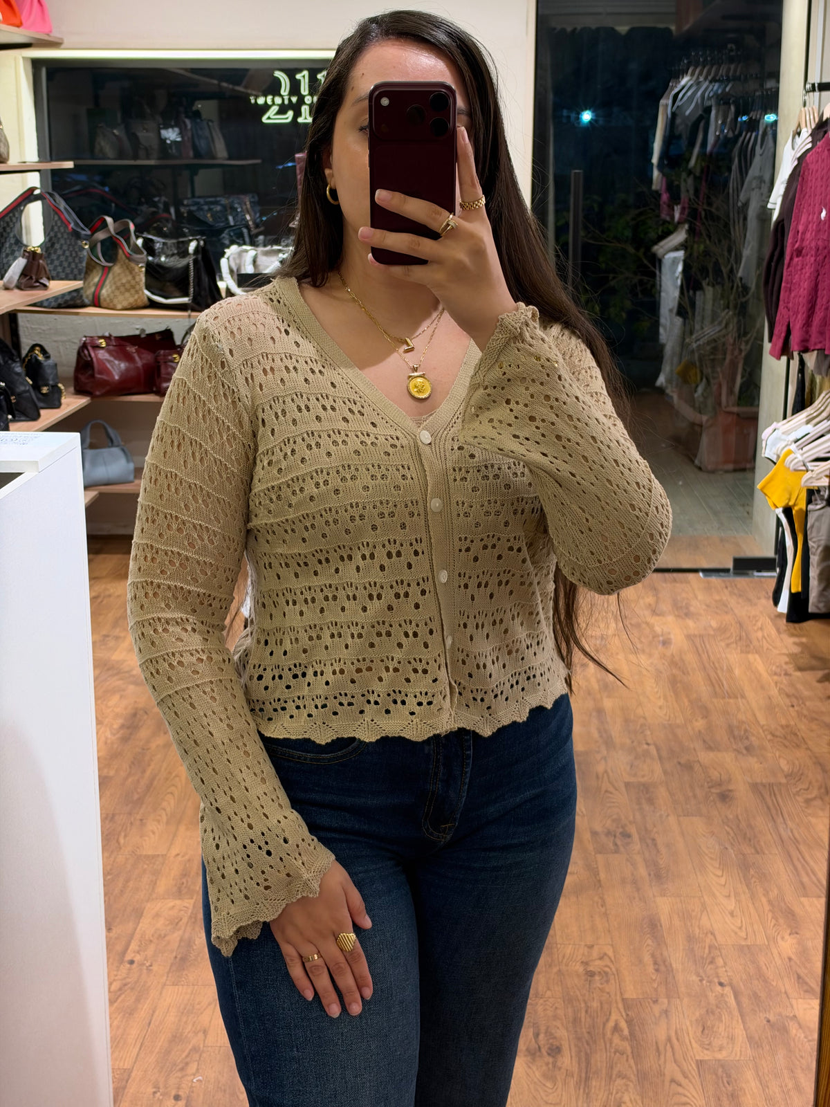 Mesh Cardigan & Top (2 Pieces)