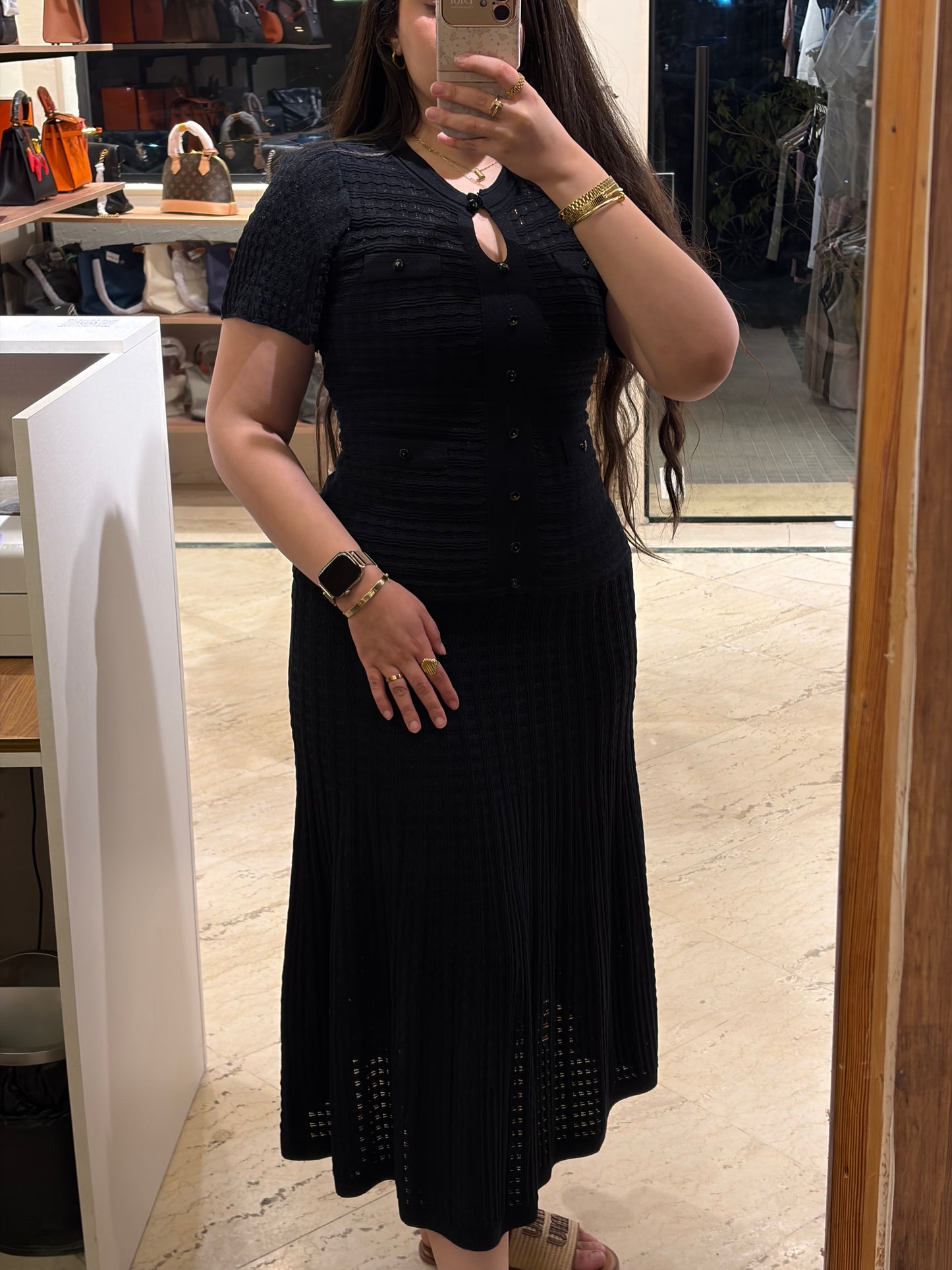 Sandro Knit Maxi Shiny Dress