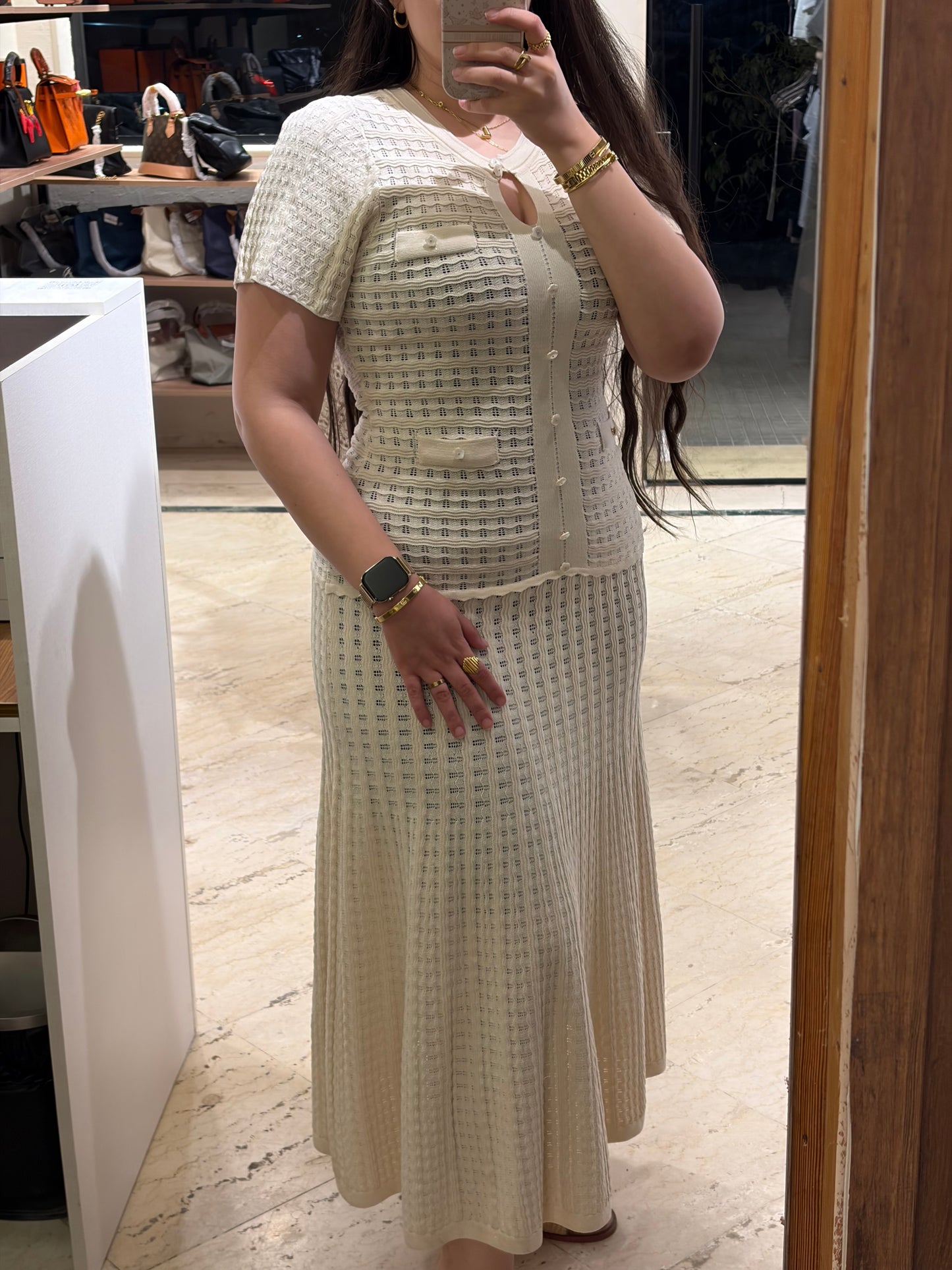 Sandro Knit Maxi Shiny Dress