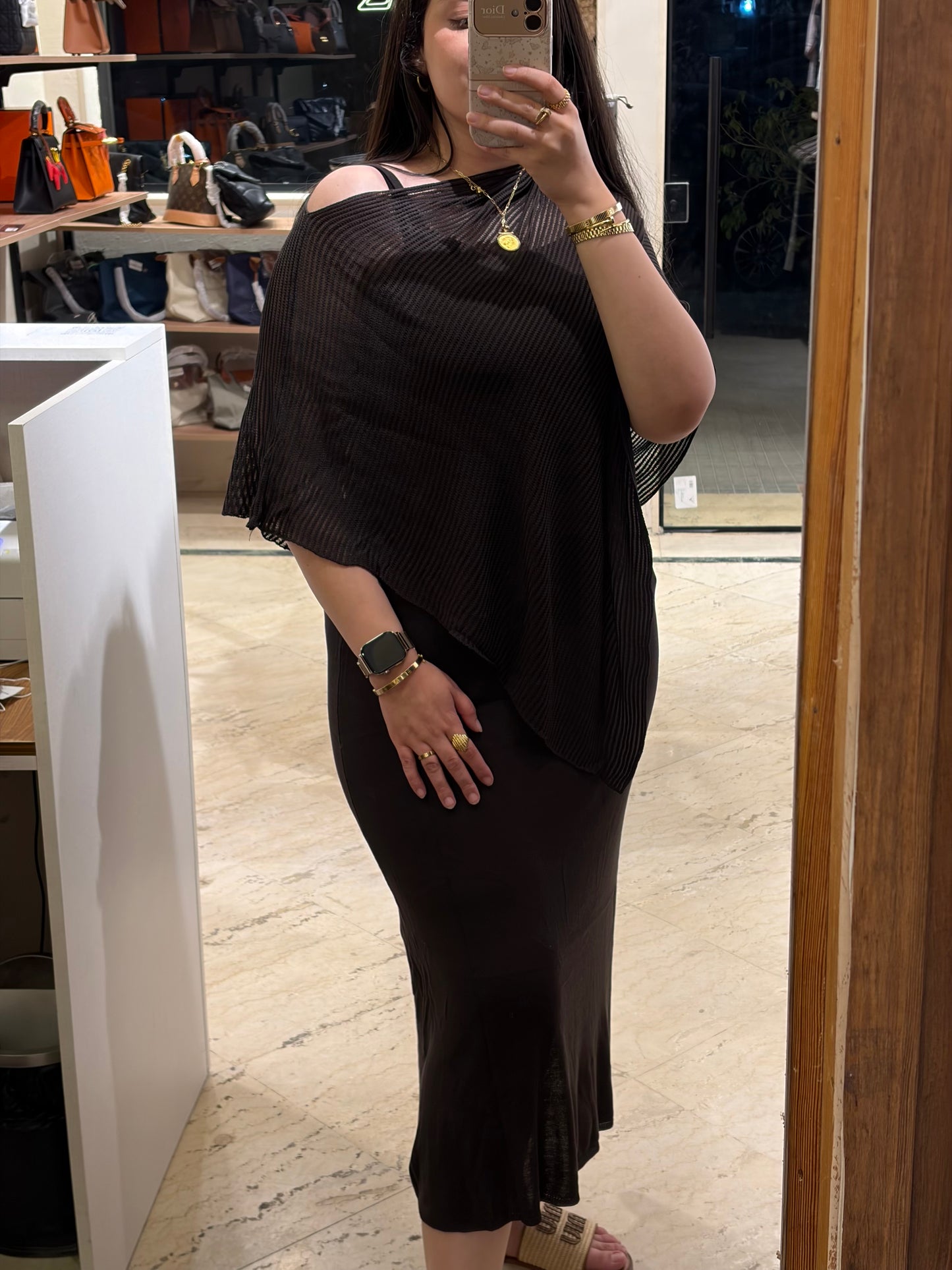Knit Dress With Shawl (2 Pieces)