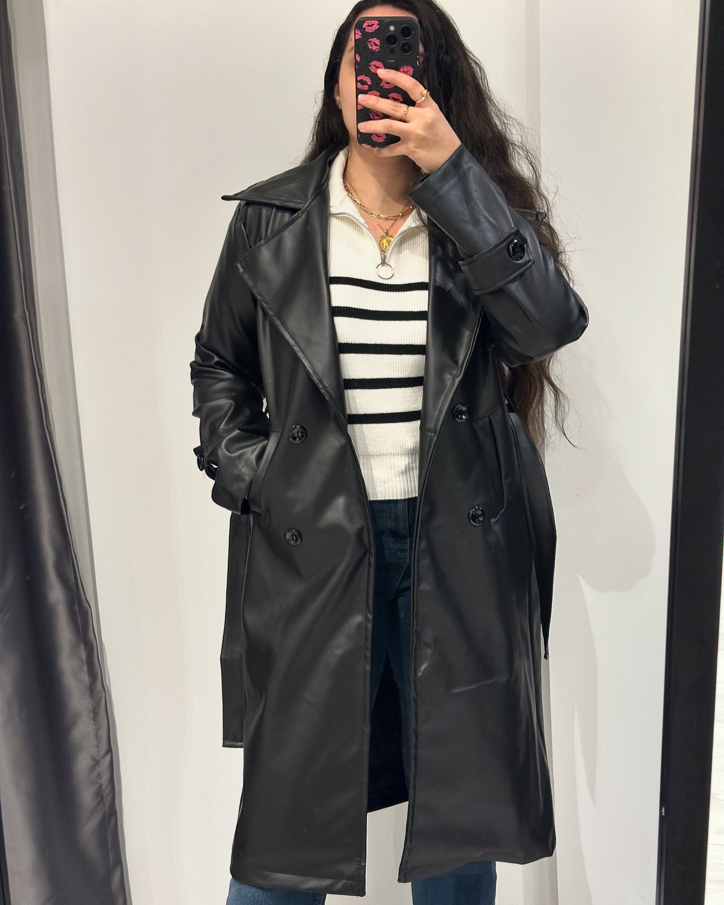 Black leather coat