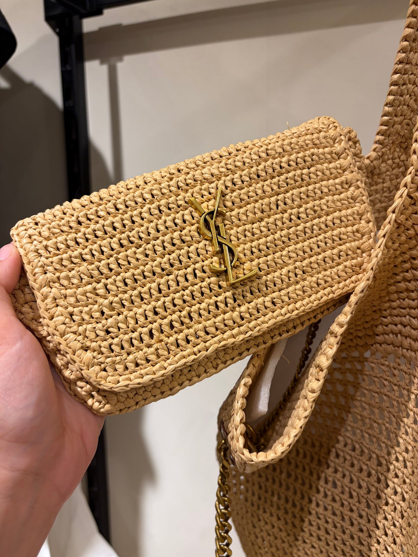 Y S L ICARE IN RAFFIA