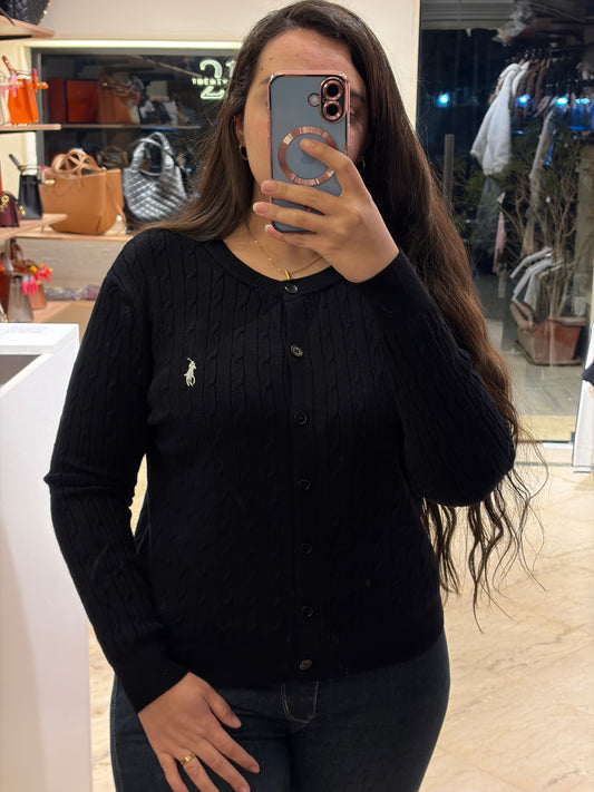 P O L O Cable-Knit Crewneck Cardigan