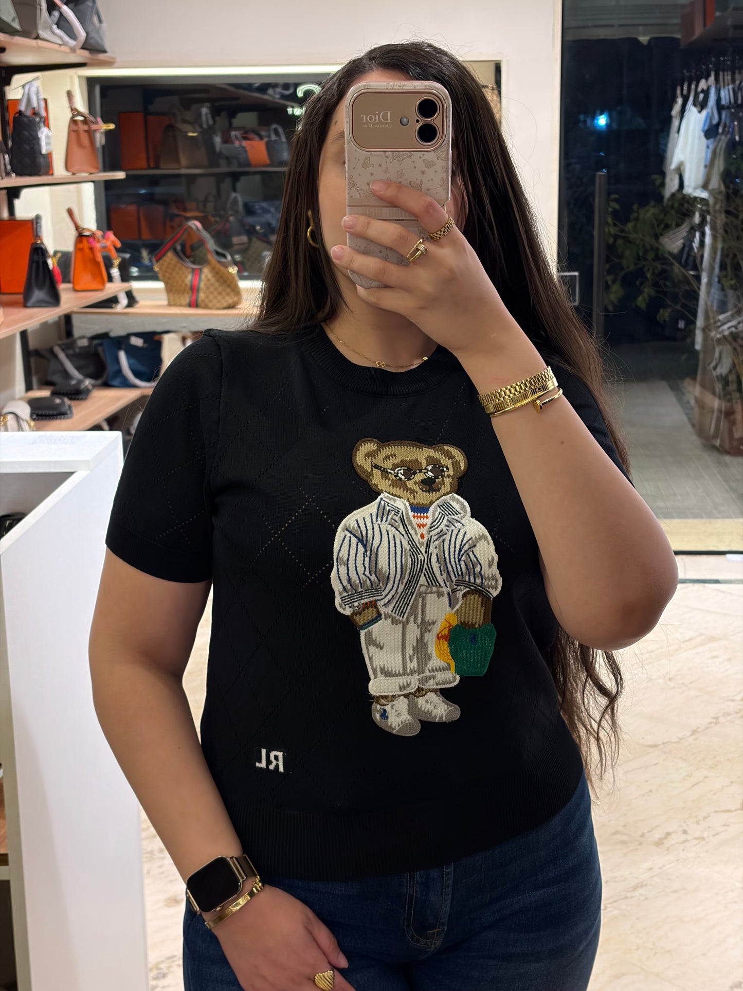 R A L P H Bear Half Sleeves Crewneck Knit T-shirt