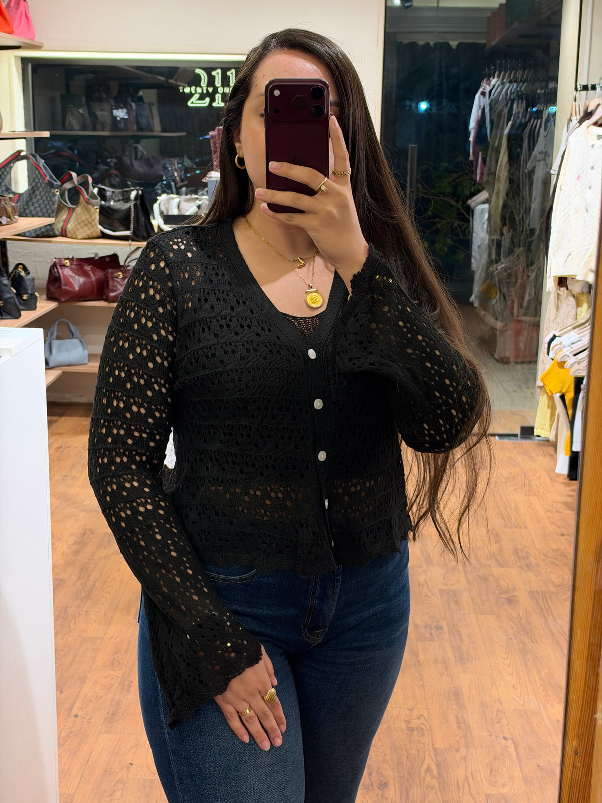 Mesh Cardigan & Top (2 Pieces)