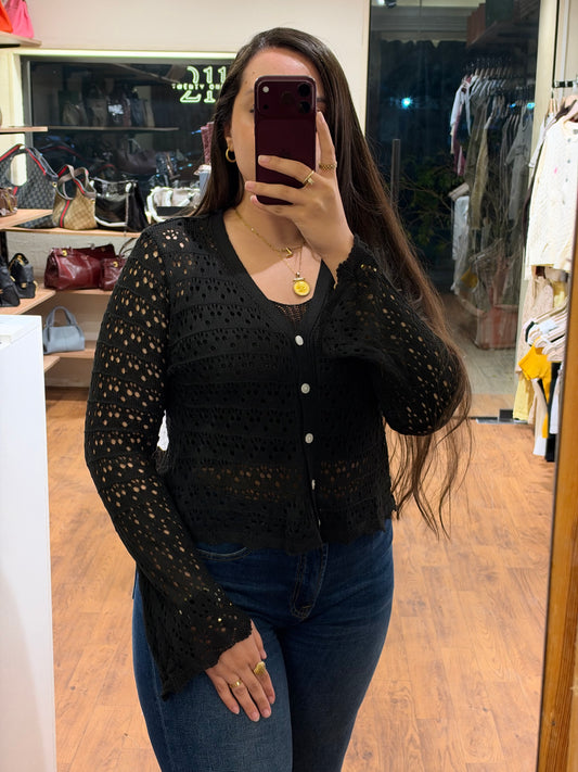 Mesh Cardigan & Top (2 Pieces)