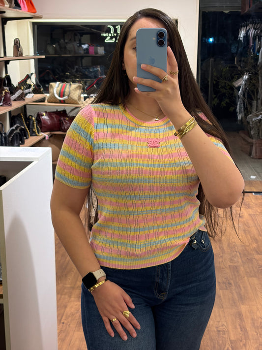C H A N E L Striped Multicolor T-shirt