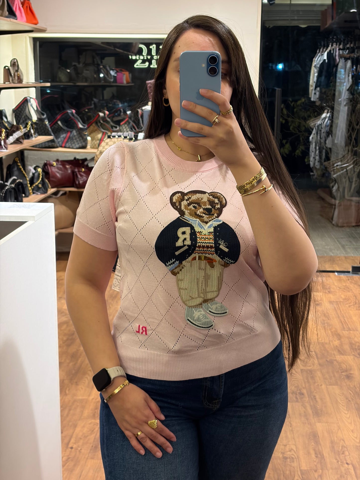 P O L O Bear Half Sleeves Crewneck Knit T-shirt