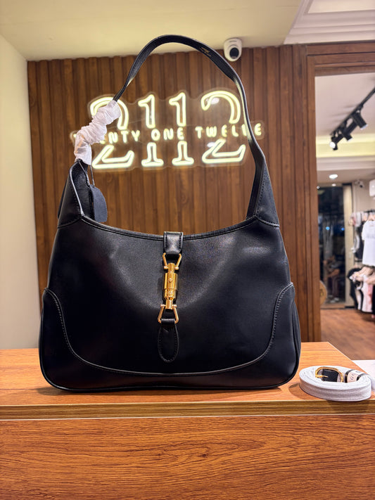 G U C C I Jackie 1961 Black Leather Medium Shoulder Bag