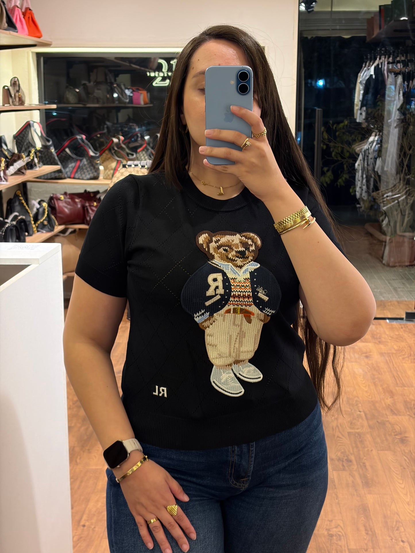 P O L O Bear Half Sleeves Crewneck Knit T-shirt