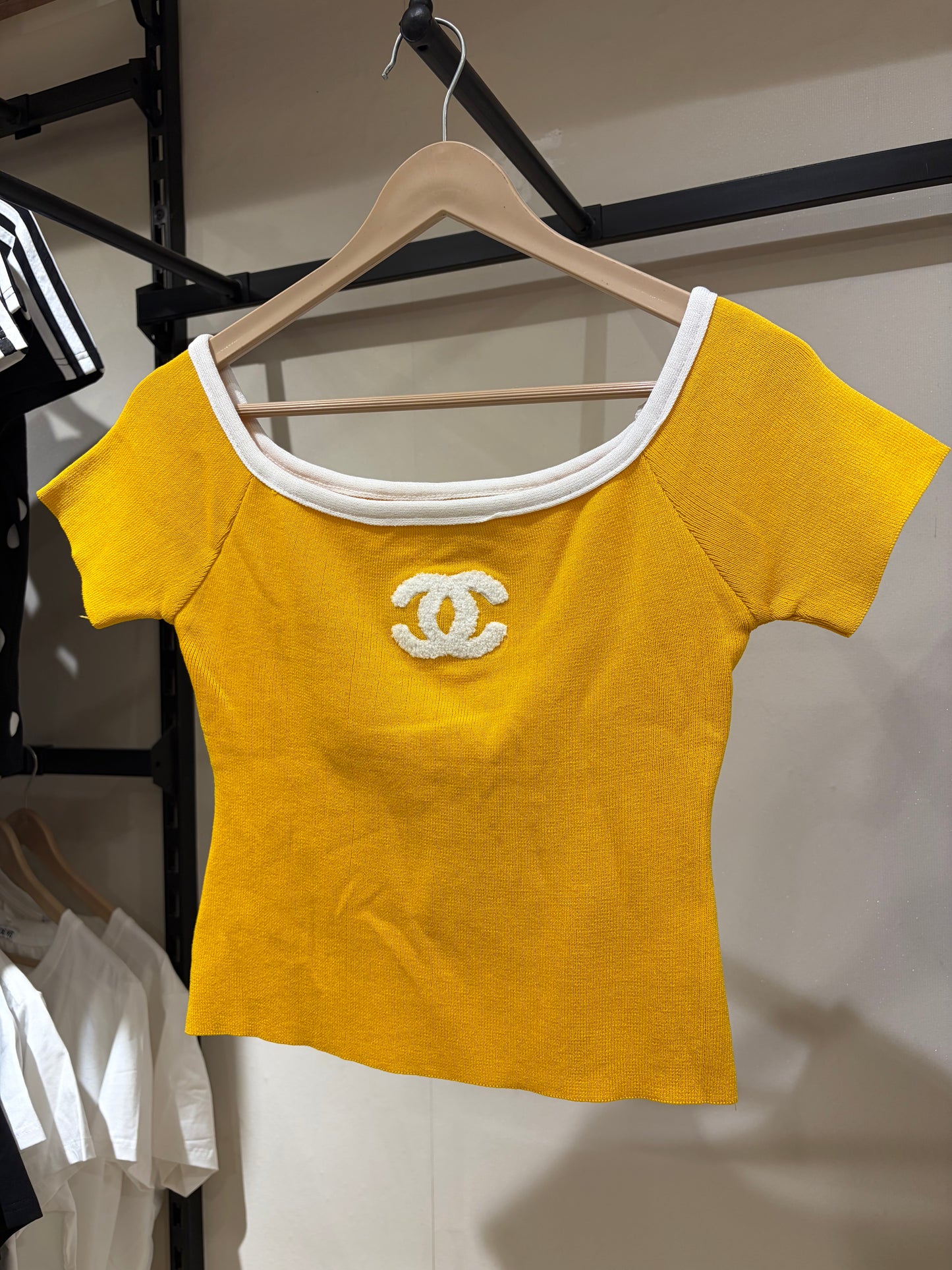 C H A N E L Square Neck Cropped Top