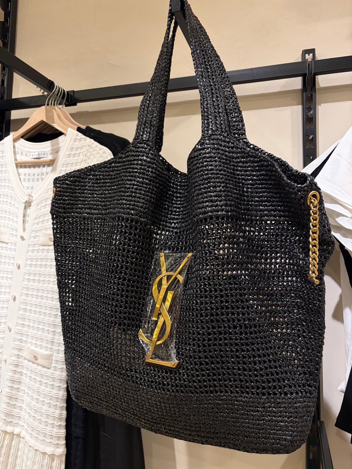 Y S L ICARE IN RAFFIA