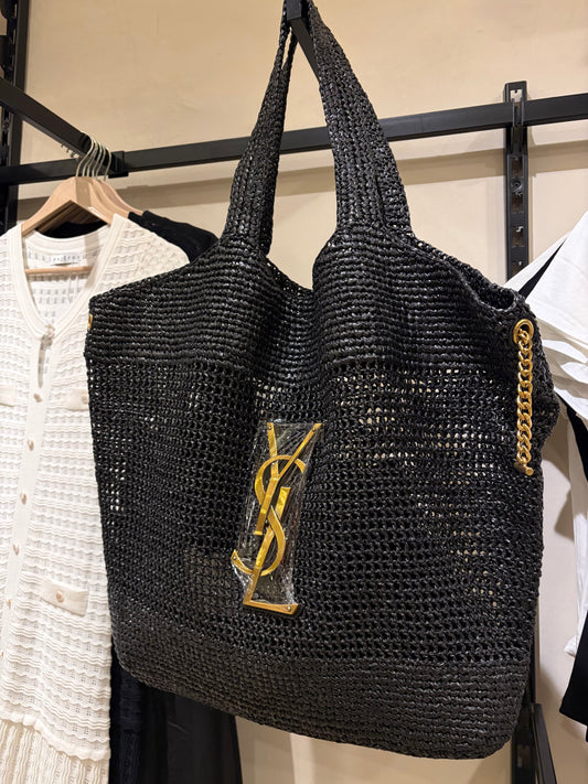 Y S L ICARE IN RAFFIA