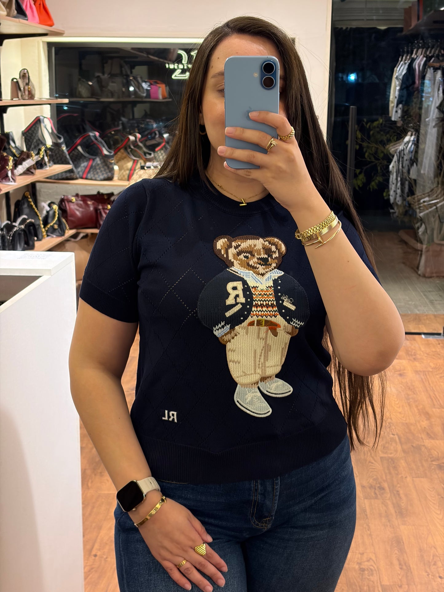 P O L O Bear Half Sleeves Crewneck Knit T-shirt