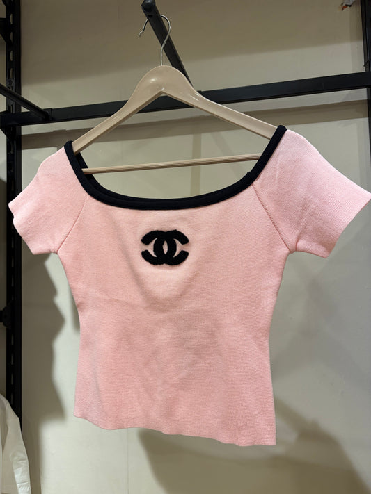 C H A N E L Square Neck Cropped Top