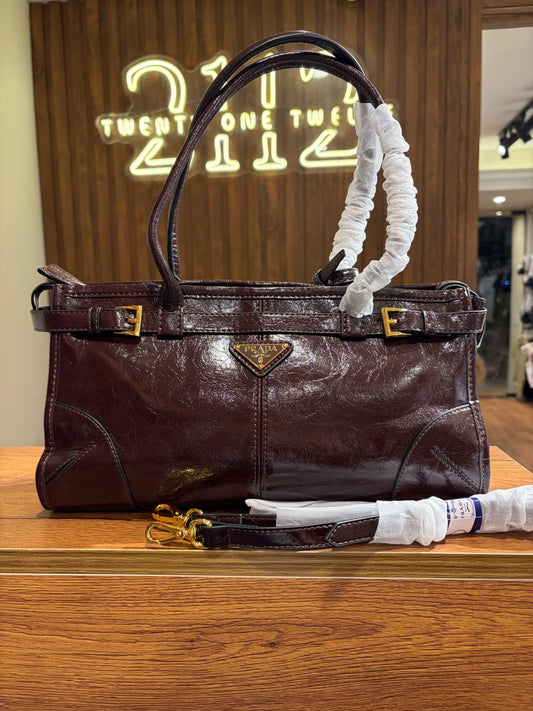 P R A D A Bonnie Medium Leather Handbag