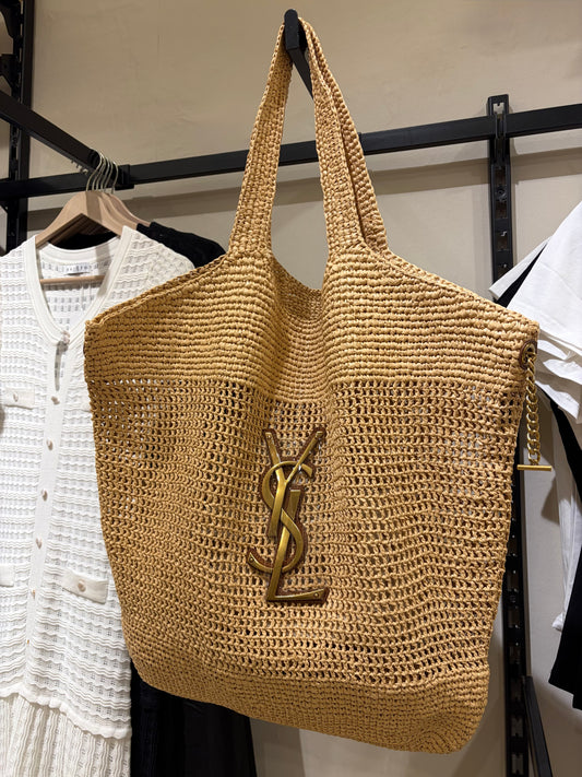 Y S L ICARE IN RAFFIA