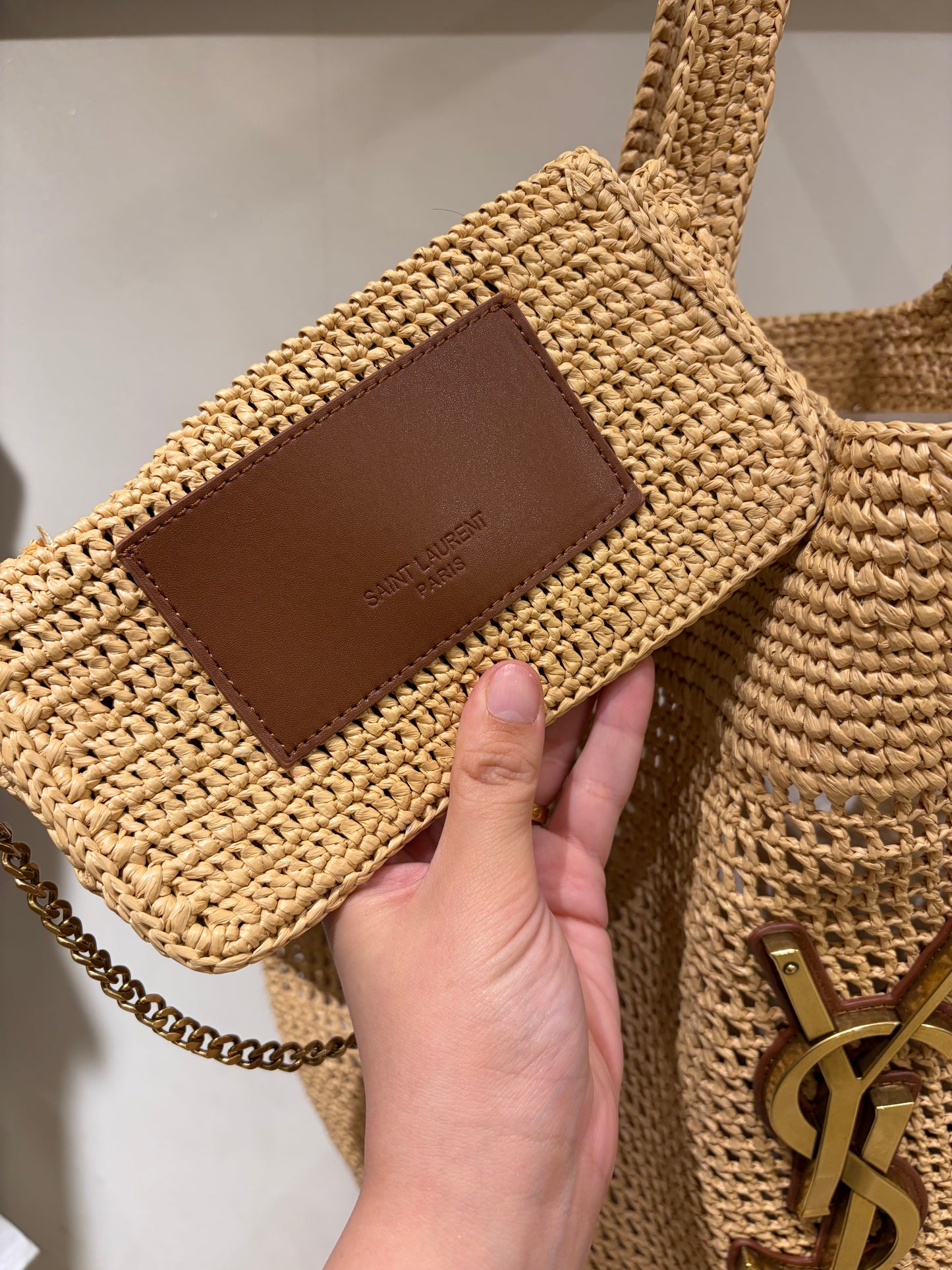 Y S L ICARE IN RAFFIA