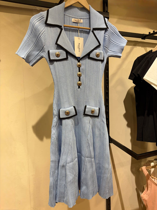 S A N D R O Knit Pockets Short Dress