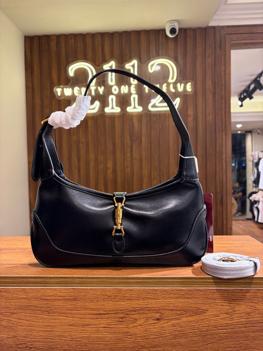 G U C C I Jackie Slim Black Leather Shoulder Bag