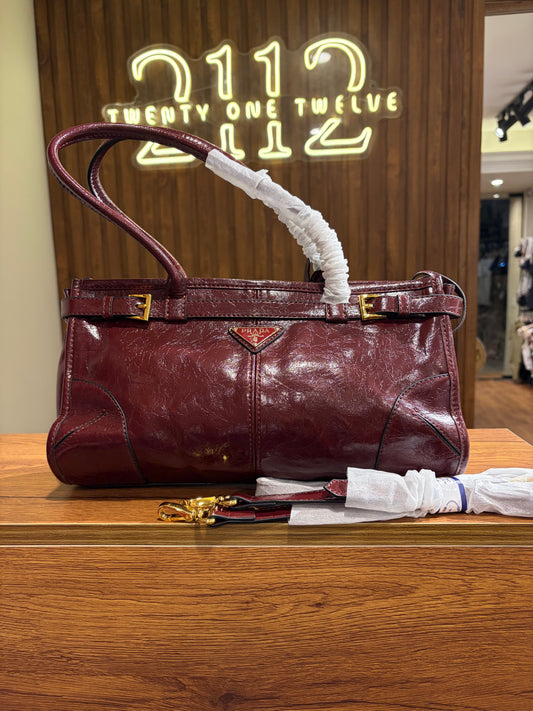 P R A D A Bonnie Medium Leather Handbag