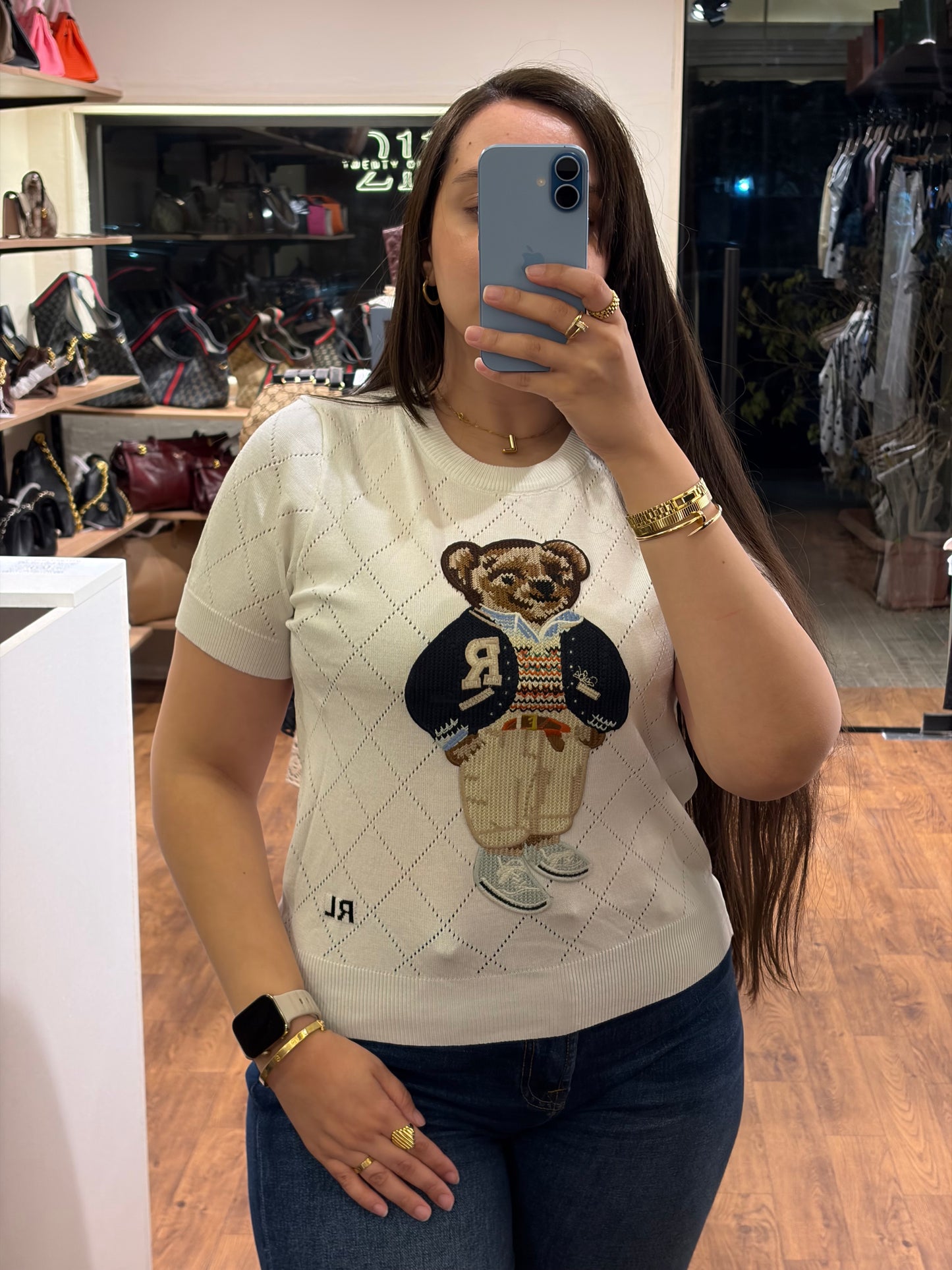 P O L O Bear Half Sleeves Crewneck Knit T-shirt