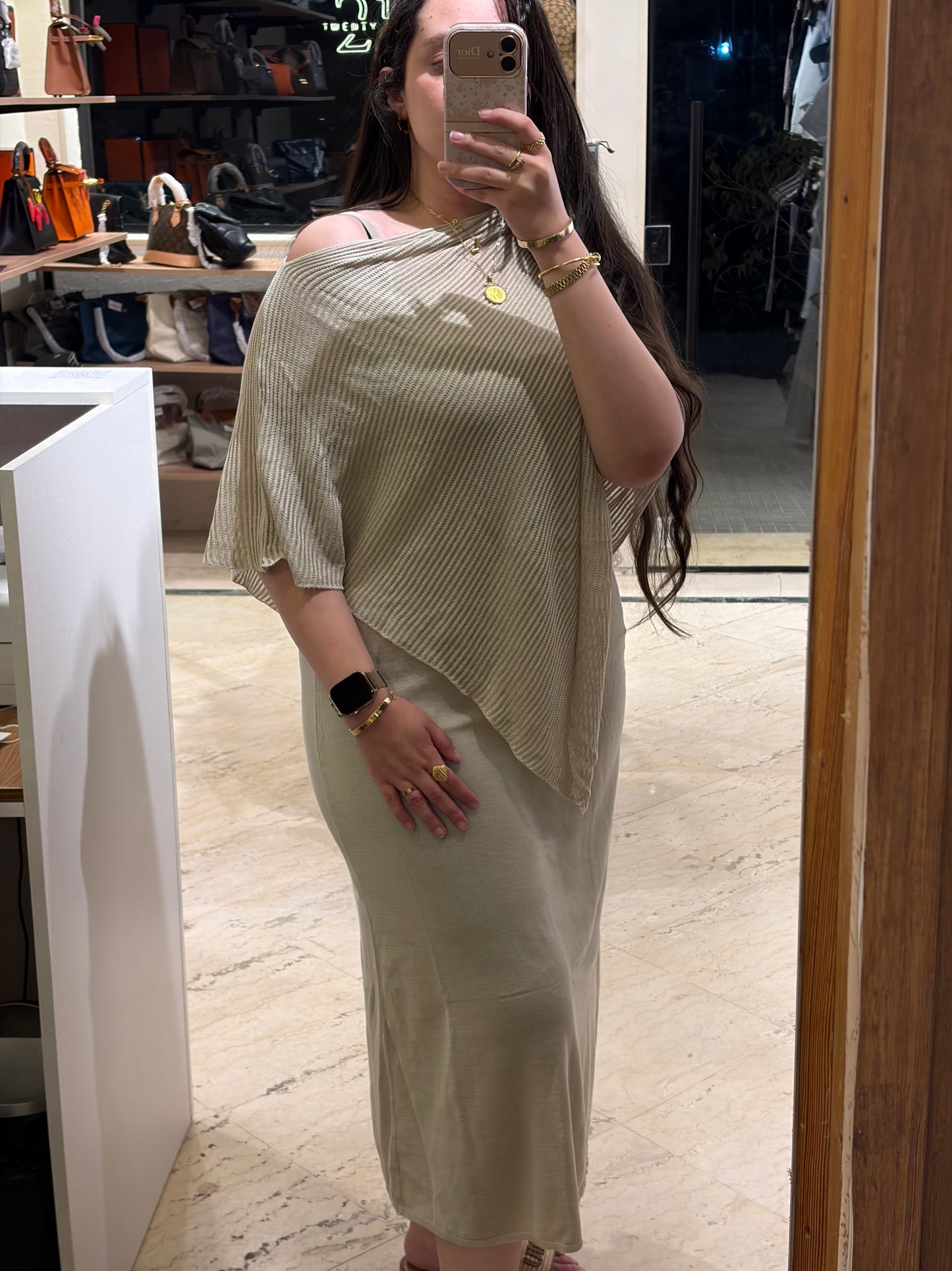 Knit Dress With Shawl (2 Pieces)
