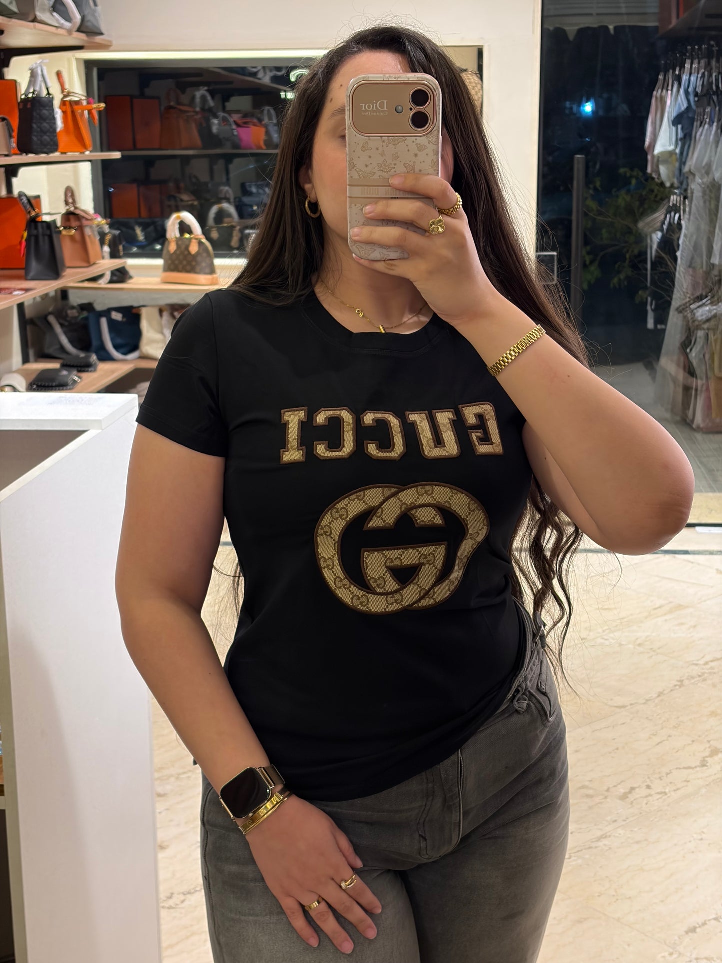 G U C C I Half Sleeves T-Shirt
