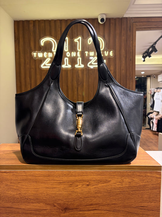 G U C C I Mercato Black Leather Medium Tote Bag