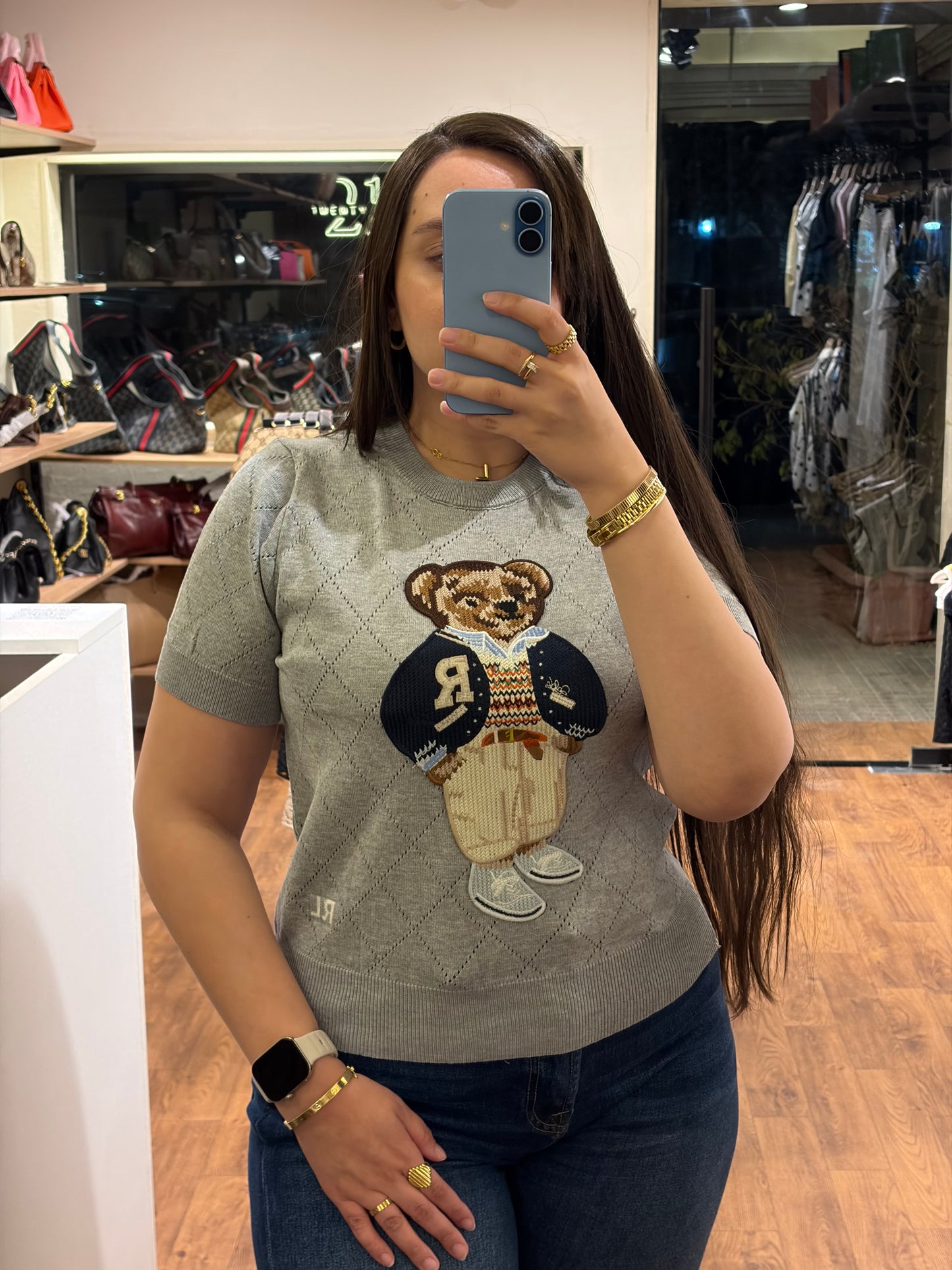 P O L O Bear Half Sleeves Crewneck Knit T-shirt