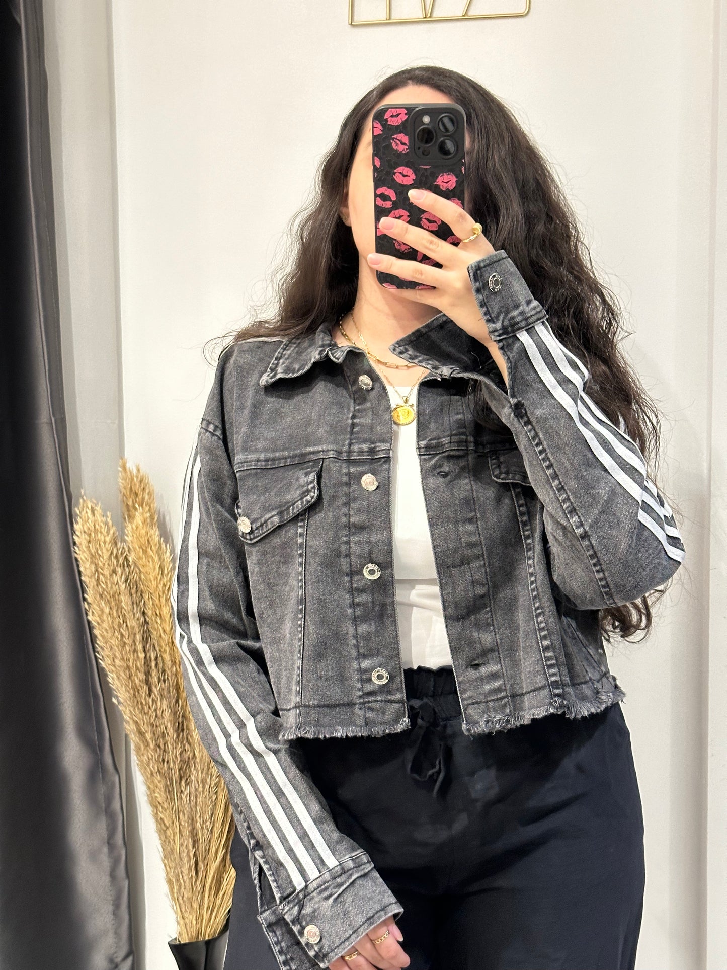 Side stripe denim jacket