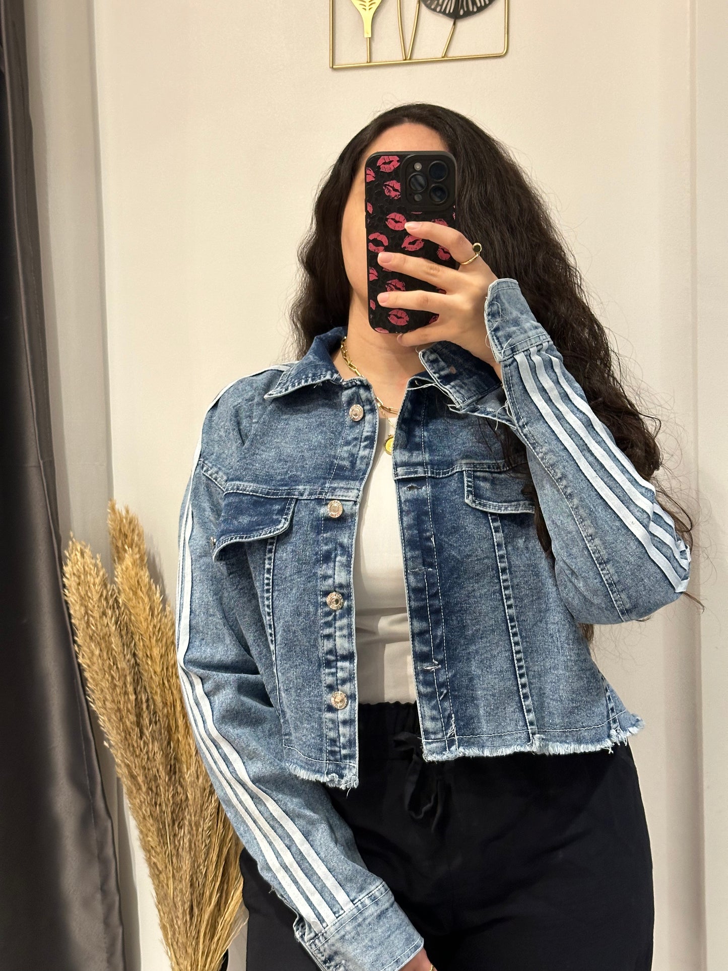 Side stripe denim jacket