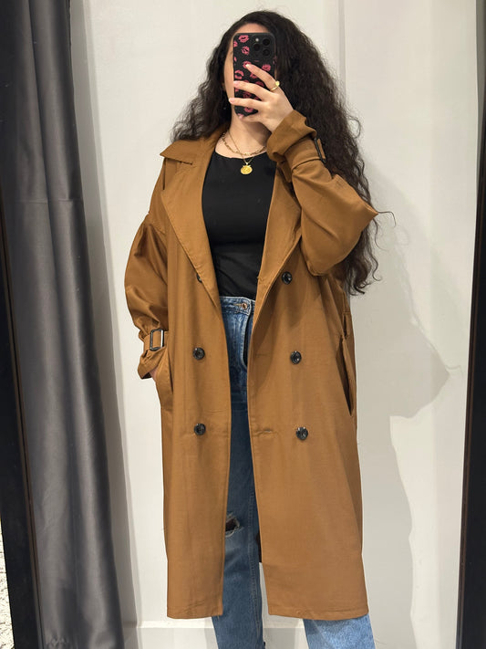 Camel brown trench coat