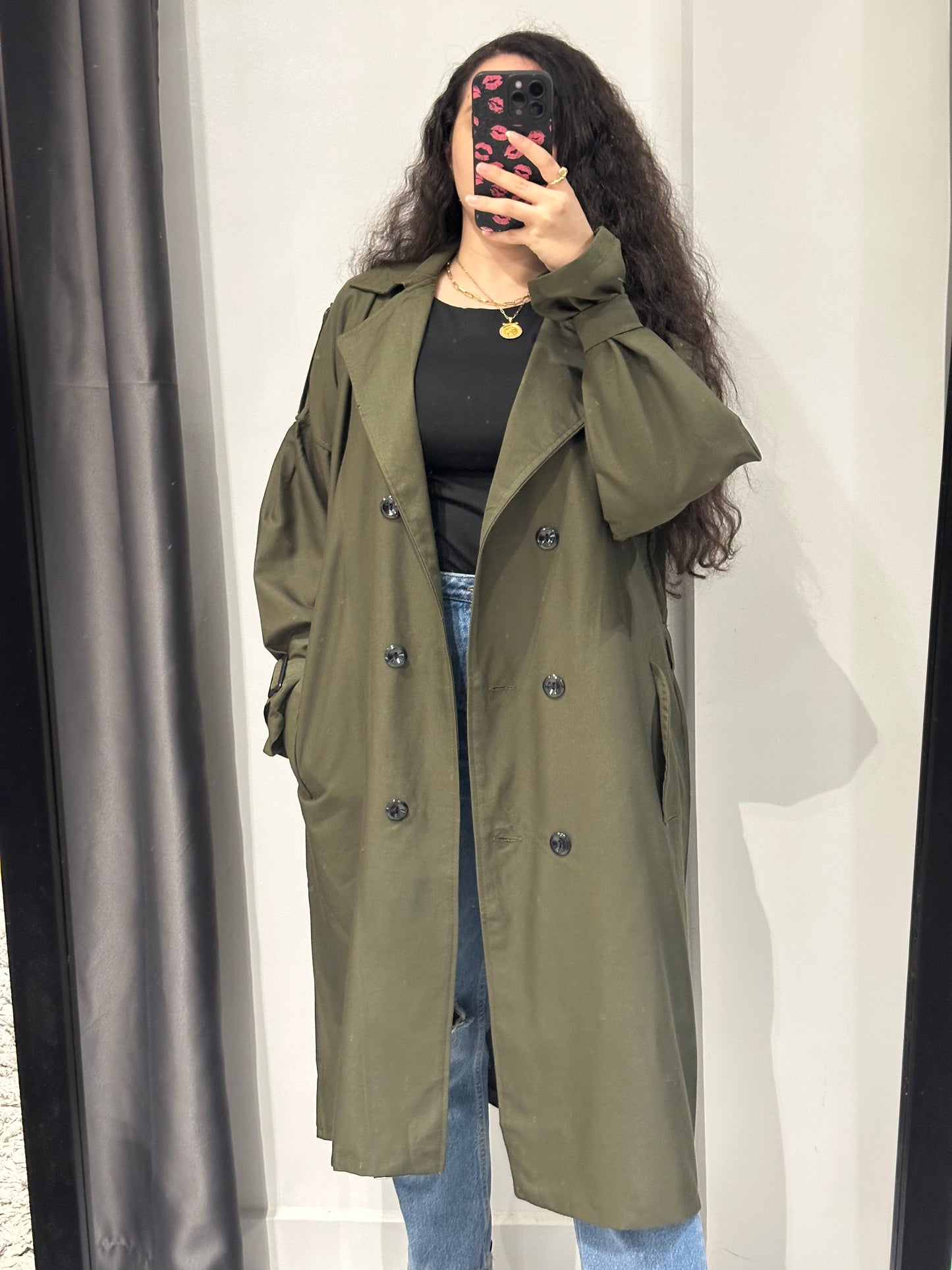 Olive trench coat