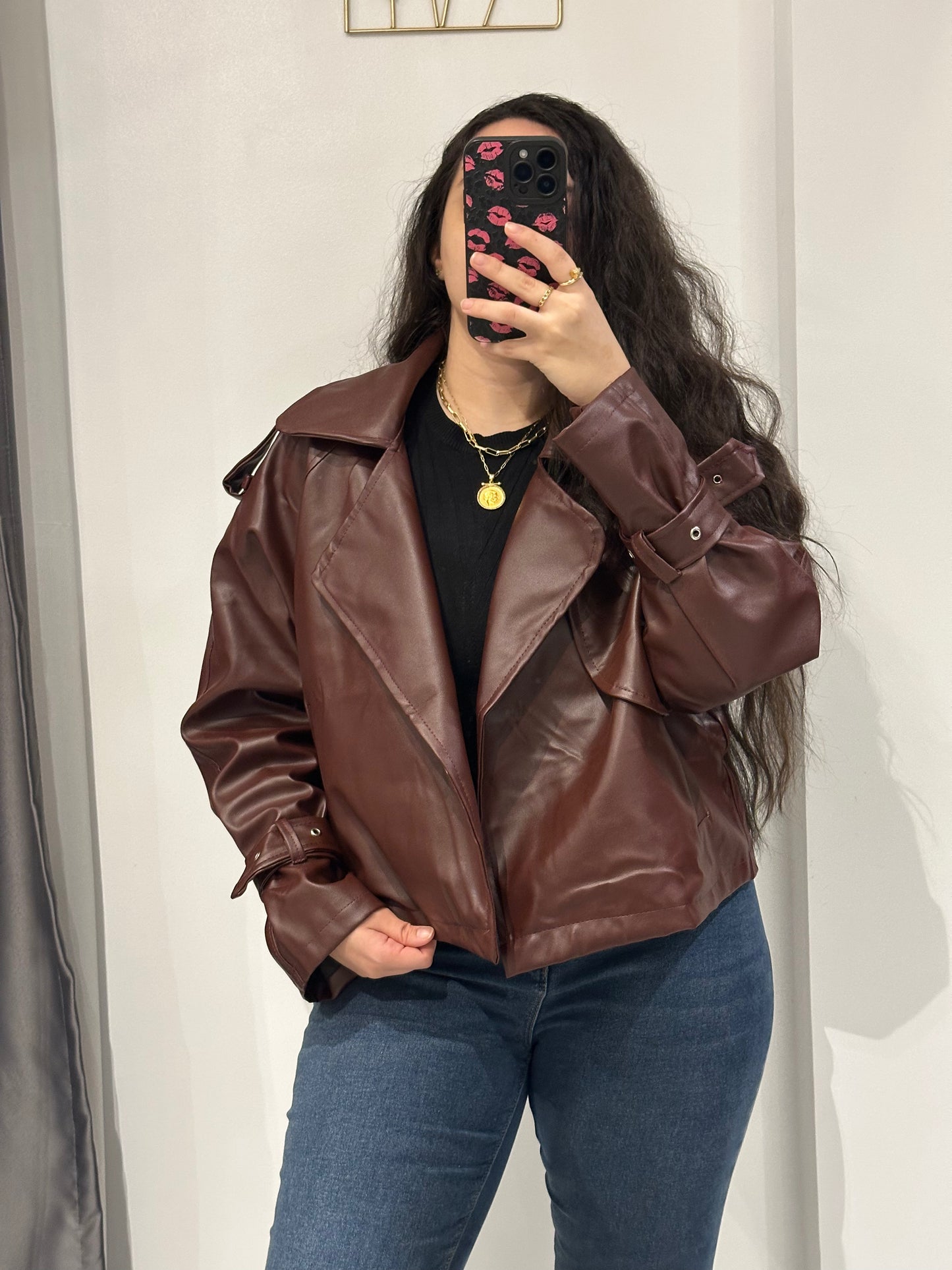 Burgundy leather jacket