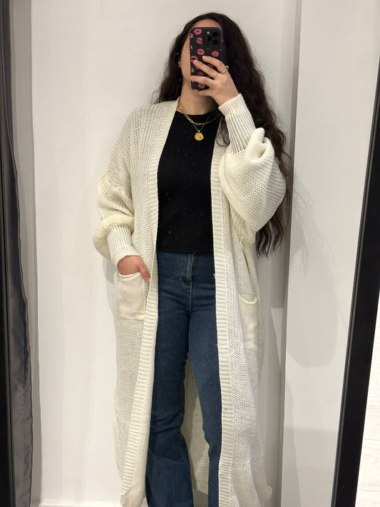 Off white long cardigan